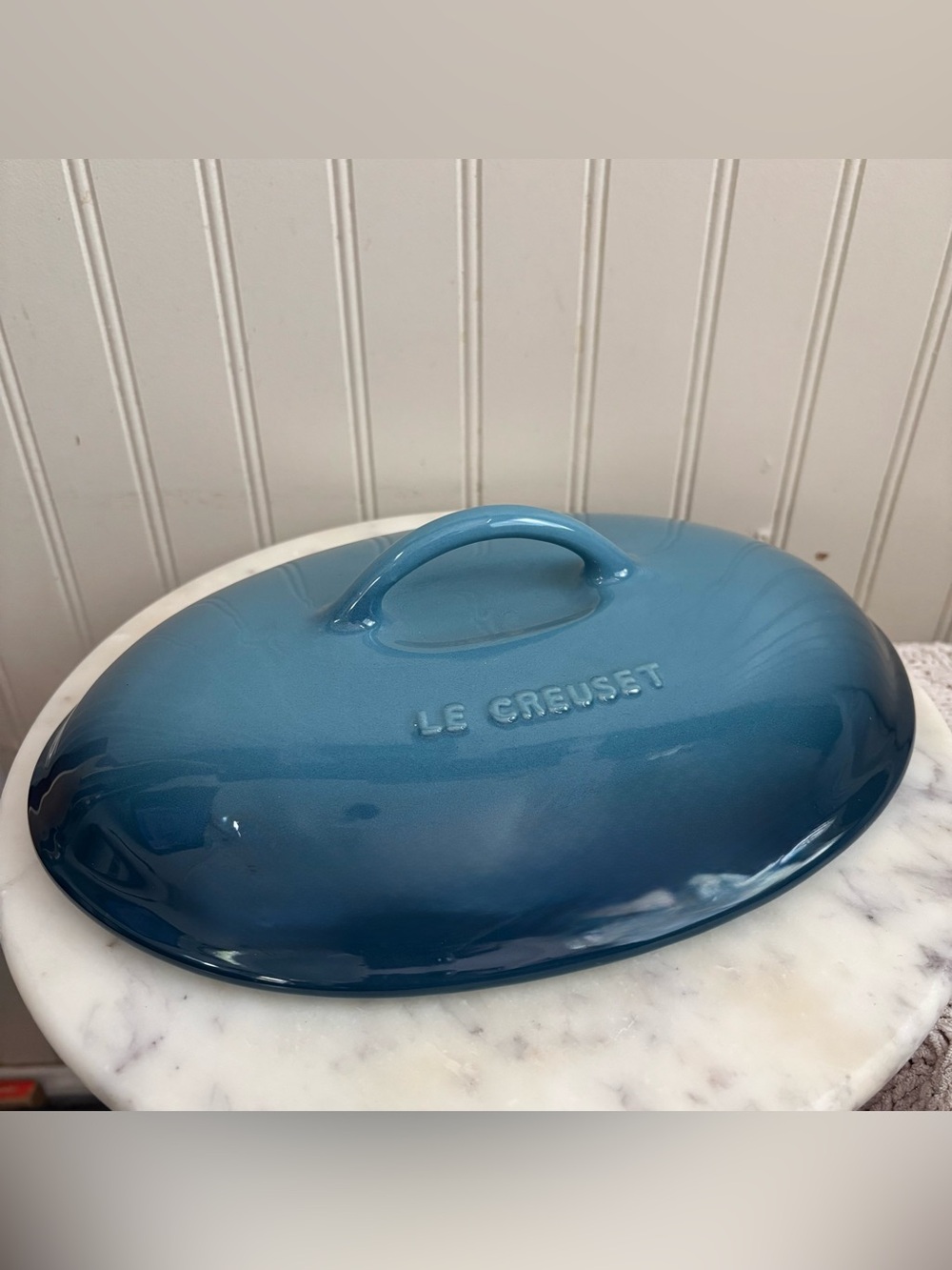 Le Creuset Heritage Stoneware Oval Casserole Dish Lid Replacement Marseille Blue